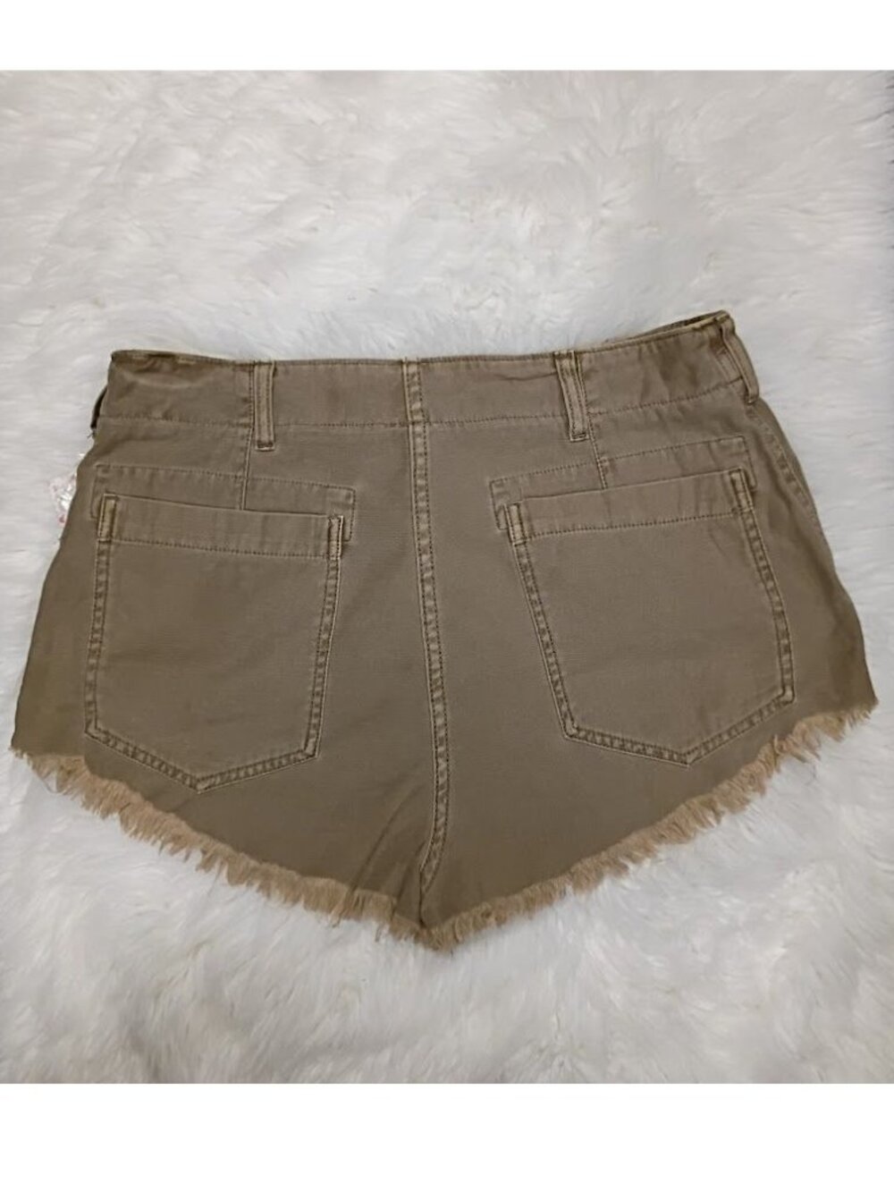 Free People Easy Goes It Boho Festival Sz 10 Shorts Beige Frayed Hem - Picture 7 of 12
